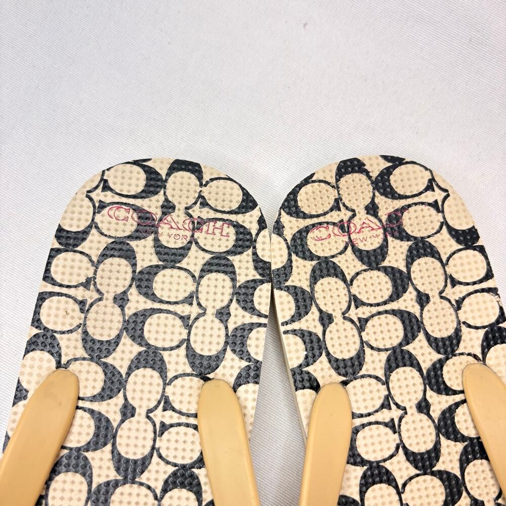 Coach Amel Signature Logo Flip Flops Sandals Women's US 9B Ivory - Picture 6 of 6